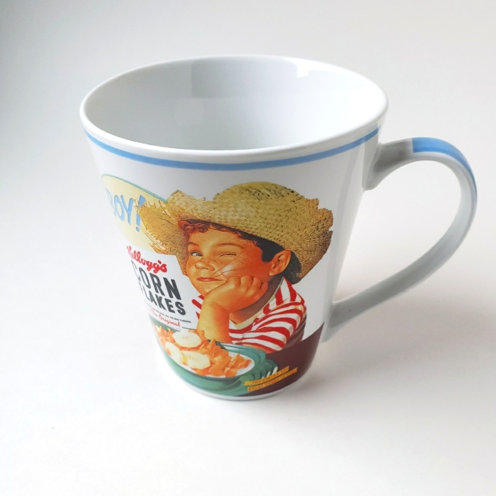 Vintage Kellogg's cereal coffee cup mug Corn Flakes blue